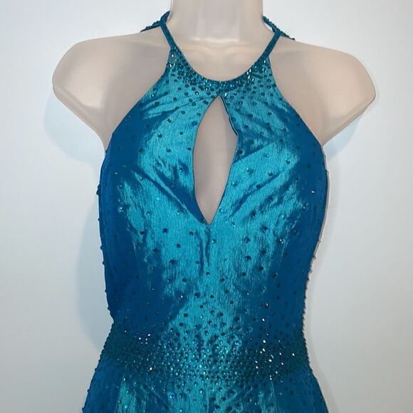 Jovani JVN Sleeveless Mermaid Plunging Back Pageant Prom Formal Dress NWT - Picture 6 of 17
